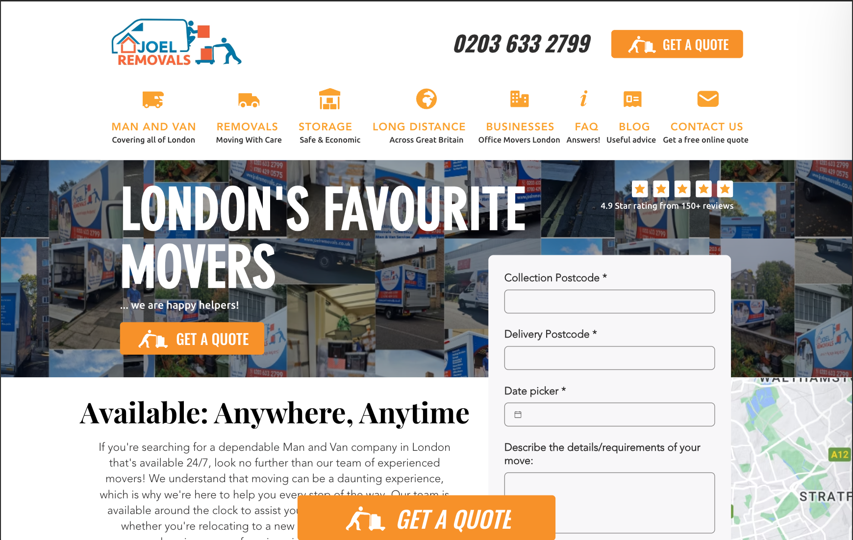 Joel Removals website
